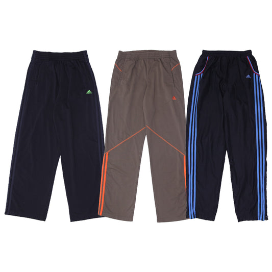 Adidas Nylon Track Pants | Classic Vintage 3 Stripe Sportswear Joggers (S-XXL)