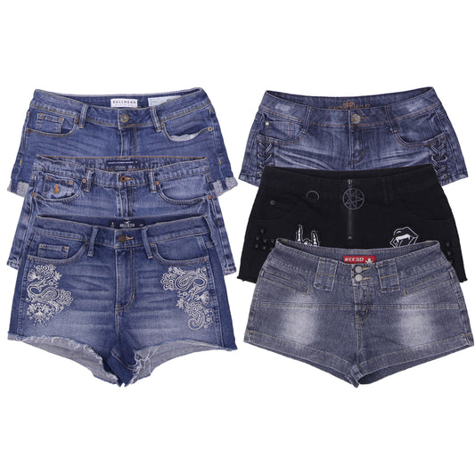 Y2K Ladies Denim Shorts | Low Rise Vintage Jean Shorts for Women