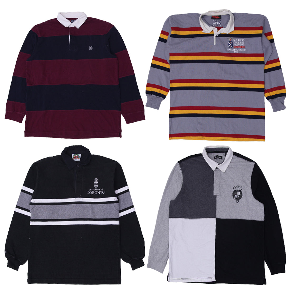 Men’s Classic Rugby T-Shirt | Long Sleeve Collared Unbranded Casual Top (S-XXL)