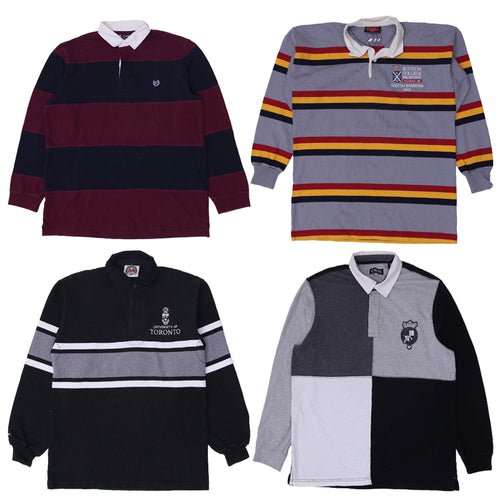 Men’s Classic Rugby T-Shirt | Long Sleeve Collared Unbranded Casual Top (S-XXL)
