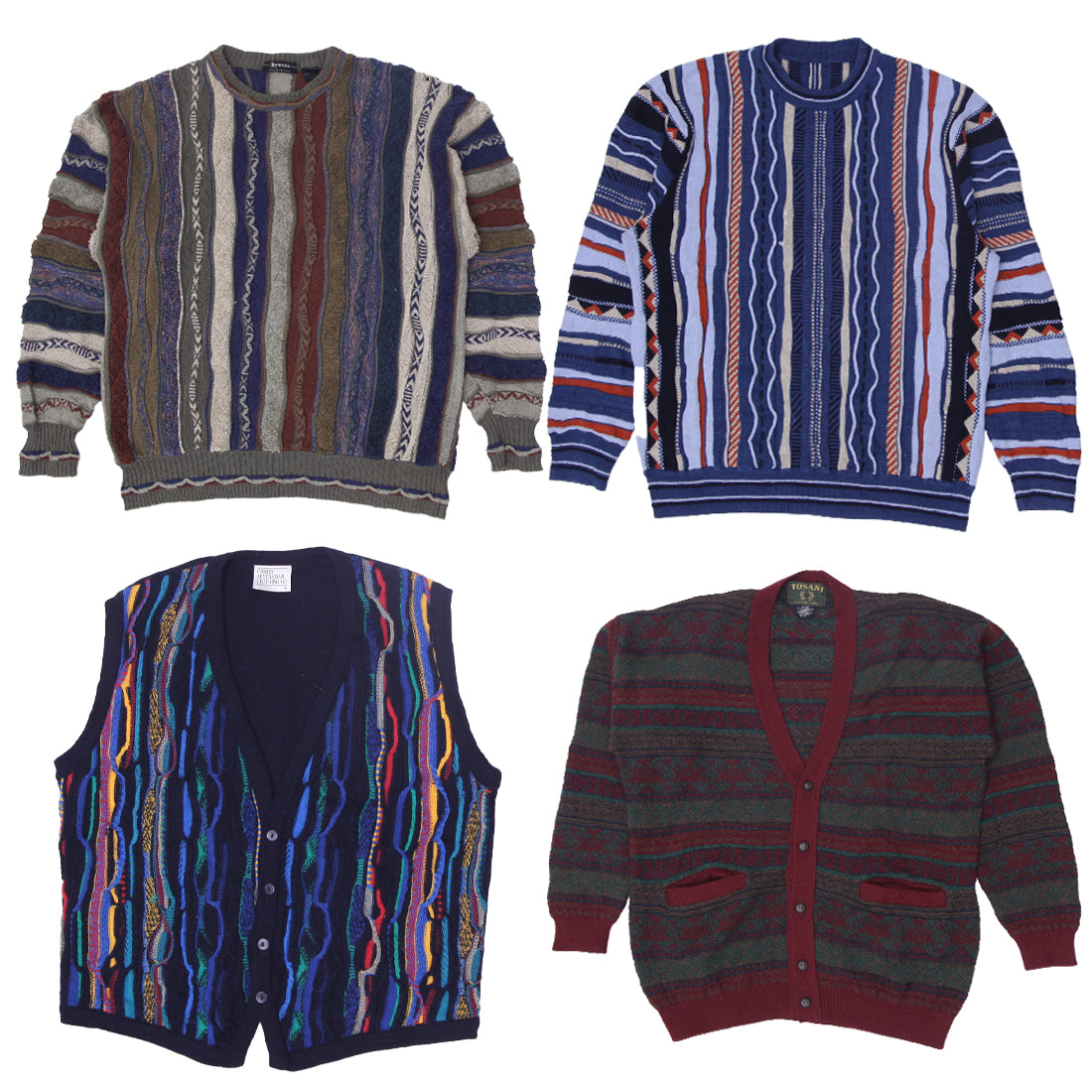 Coogi Style 3D Pattern Sweater | Vintage 90s Streetwear Knit Pullover (S-XXL)