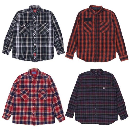 Vintage Branded Flannel Shirt for Men | Cotton Checked Long Sleeve (S-XL)
