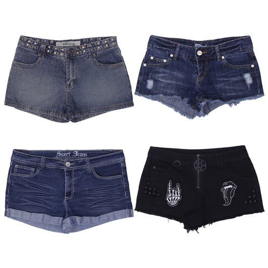Y2K Ladies Denim Shorts | Low Rise Vintage Jean Shorts for Women