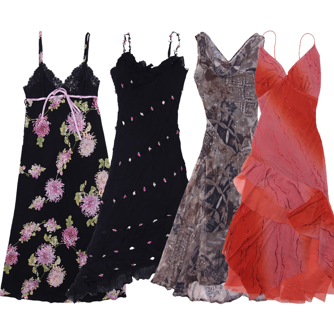 Women’s Y2K Slip Dress Collection | Vintage Floral & Sheer Dresses Wholesale (S-L)