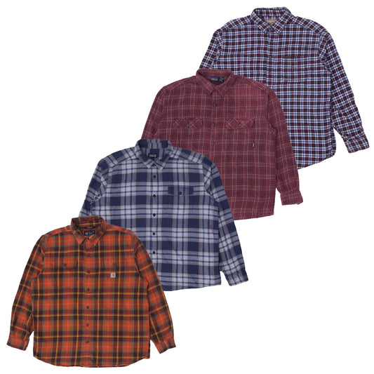 Vintage Branded Flannel Shirt for Men | Cotton Checked Long Sleeve (S-XL)