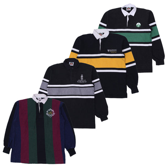 Men’s Classic Rugby T-Shirt | Long Sleeve Collared Unbranded Casual Top (S-XXL)