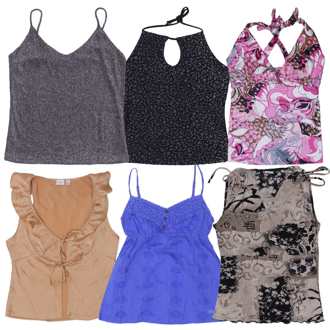 Women’s Y2K Tops Collection Wholesale | Vintage Halter, Cami & Sheer Styles (S-L)