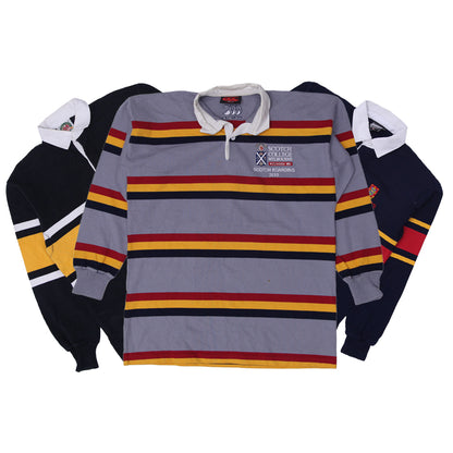 Men’s Classic Rugby T-Shirt | Long Sleeve Collared Unbranded Casual Top (S-XXL)