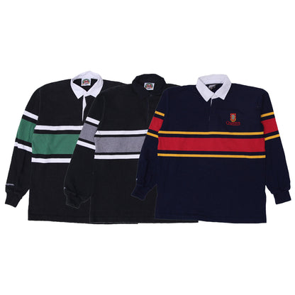 Men’s Classic Rugby T-Shirt | Long Sleeve Collared Unbranded Casual Top (S-XXL)
