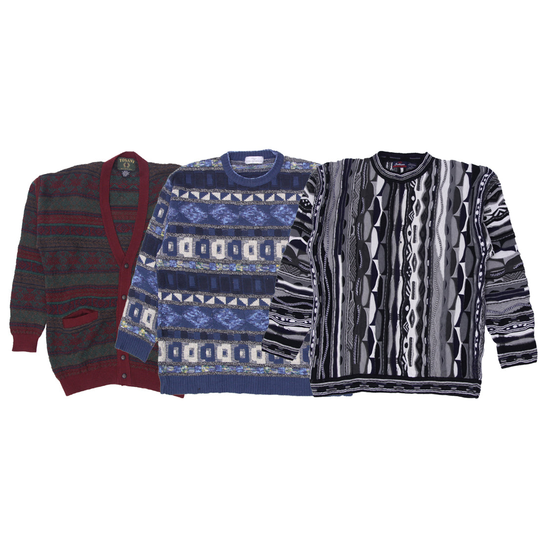 Coogi Style 3D Pattern Sweater | Vintage 90s Streetwear Knit Pullover (S-XXL)