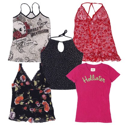 Women’s Y2K Tops Collection Wholesale | Vintage Halter, Cami & Sheer Styles (S-L)
